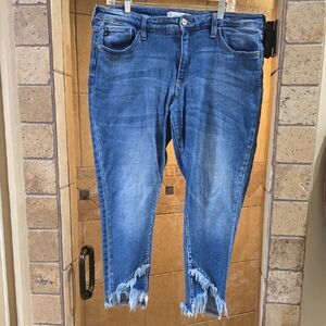 KanCan Blue Ankle Cropped Distressed Jeans